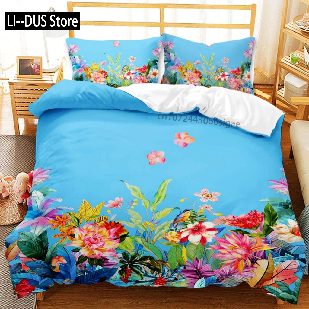 

Flower Duvet Cover Set Microfiber Blooming Flowers Gift Flower Theme Bedding Set For Adults Double Queen King Size Quilt Cover