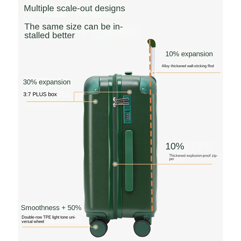 Valise de Grande Capacité avec Porte-Gobelet USB, Sacs de Voyage, Trolley à Roulettes, avec Fermeture Éclair, pour Femme et Homme