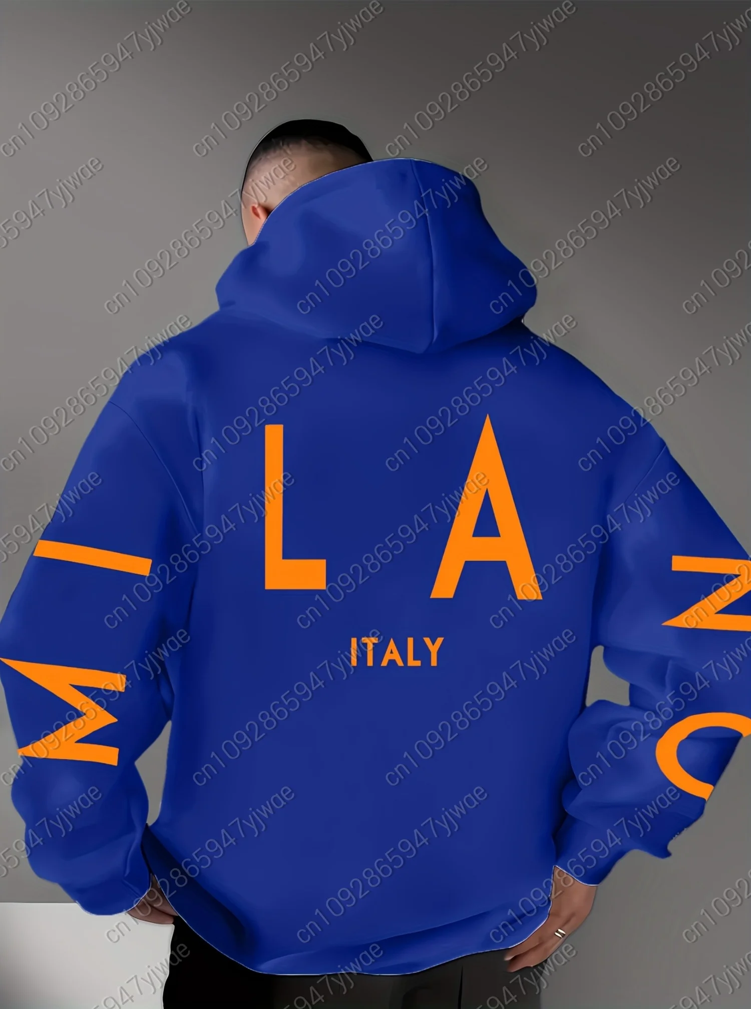 

2025 Winter Mens Patriotic Mlano Italy Print Hoodie Polyester Fiber Men Adult Plus Size Hooded Hoodies Men Clothing