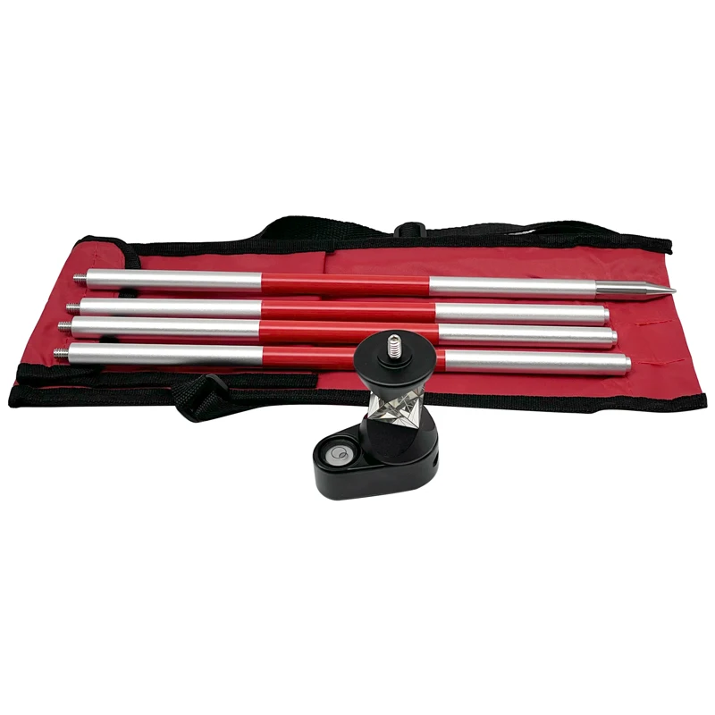 Novo mini prisma prateado de 360 graus para estação total leica, substituição de mini pesquisa de prisma grz101 + 4 polos com bolsa macia + uma bolha