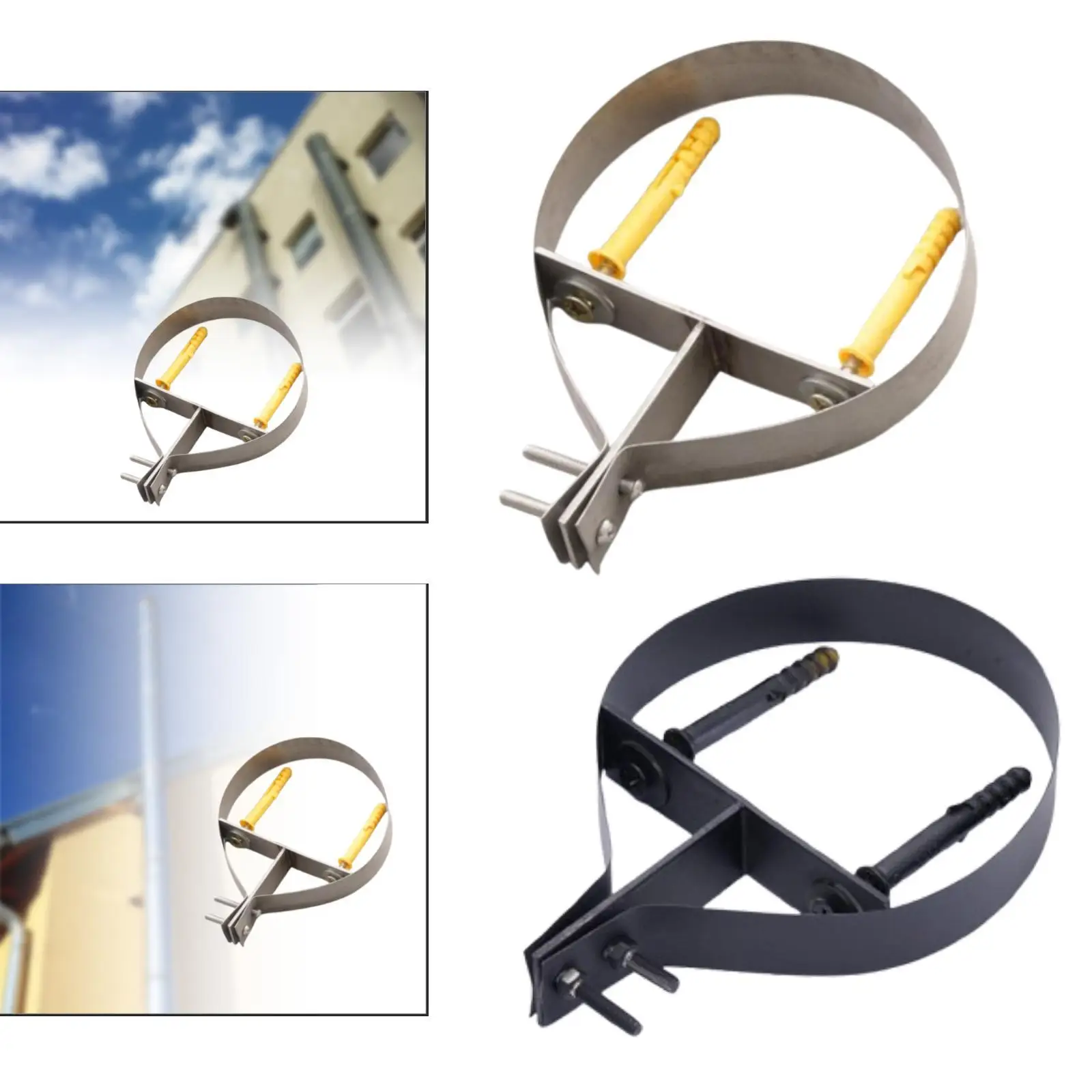 

Sturdy Chimney Pipe Bracket 6 Inch Adjustable Metal Wall Strap Pipe Clamp Hanger for Home Fireplace