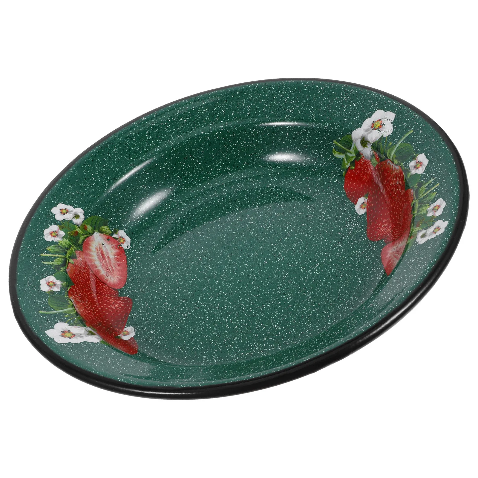 

Stable Vintage Enamel Bowl Strawberry Pattern Soup Serving Salad Kitchen Rice Mixing Food Holder Vintage Enamel Bowl