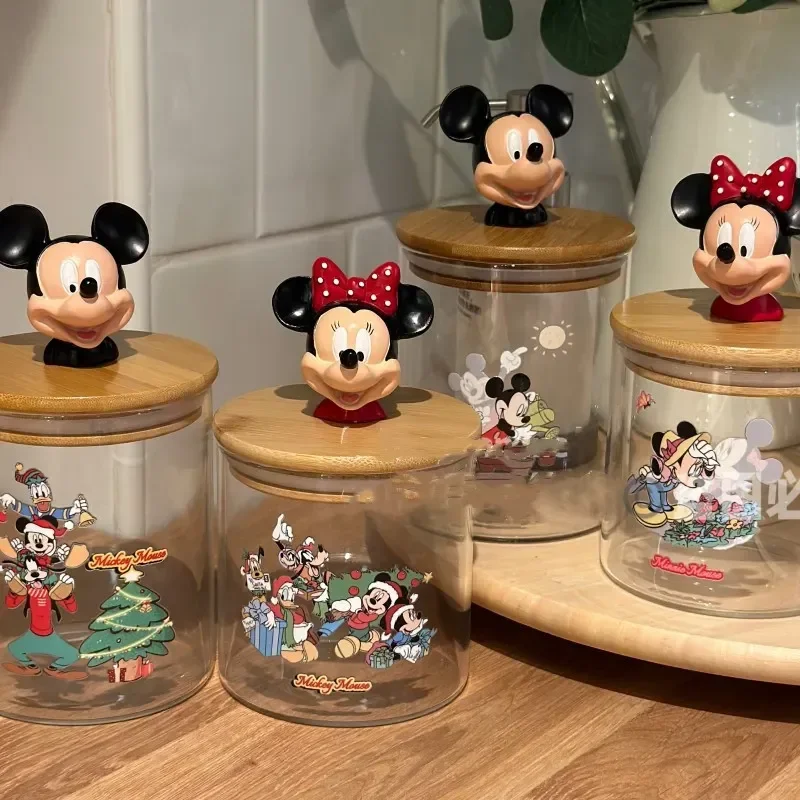 Disney Sanrio Kuromi Goofy Glass Jar Food Cartoon Storage Box Creative Glass Jar Kitchen Supplies Living Goods Storage Gifts