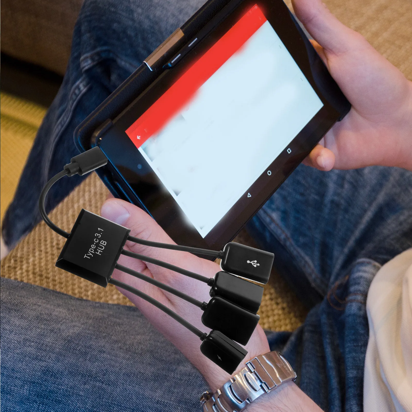 1 Juego USB 2,0 4 puertos Hub convertidor Otg extensión divisor adaptador para ordenador portátil teclado de escritorio negro