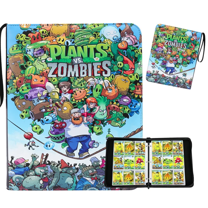 9 Grid Plants Vs. Zombies Large Capacity Cards Book Card Collection Books Pu Leather Loose Leaf Zipper Card Store Kids Gifts