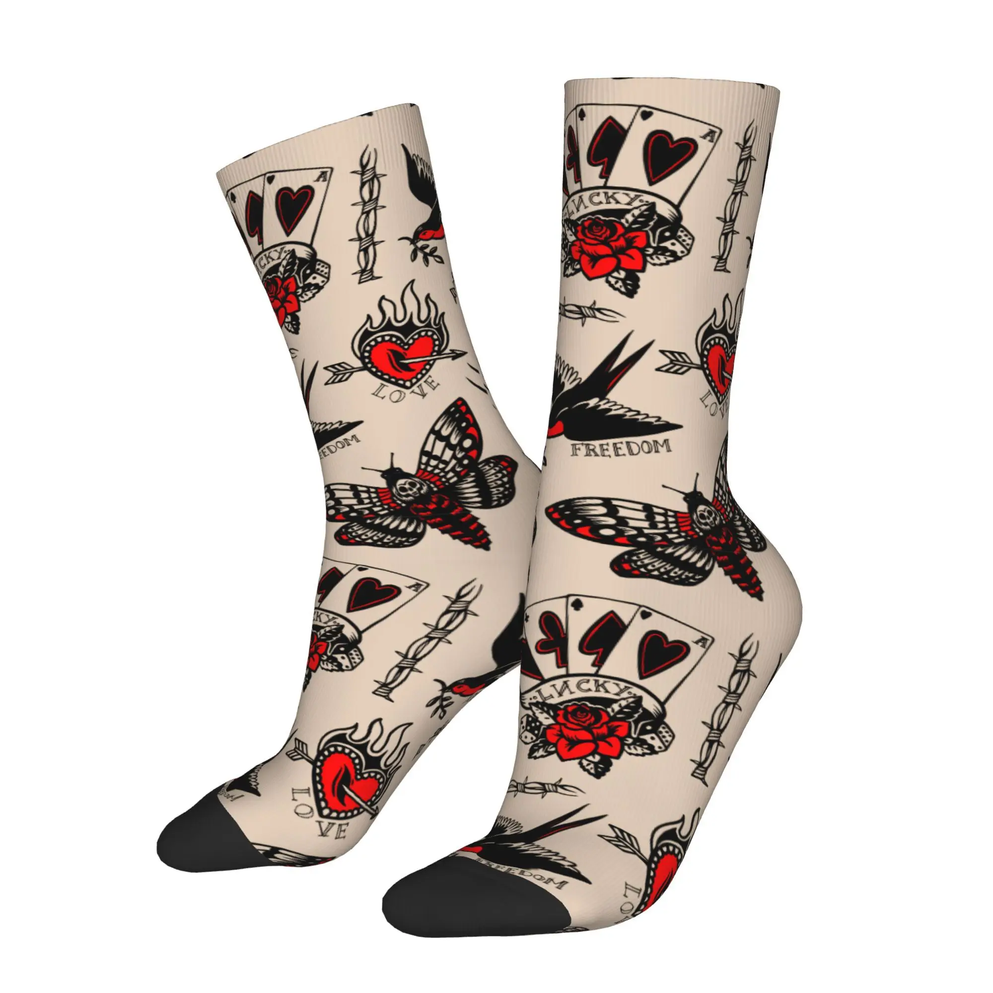 

Винтажные мужские носки с принтом татуировок, новинка, носки в стиле Харадзюку в стиле хип-хоп, повседневный подарок