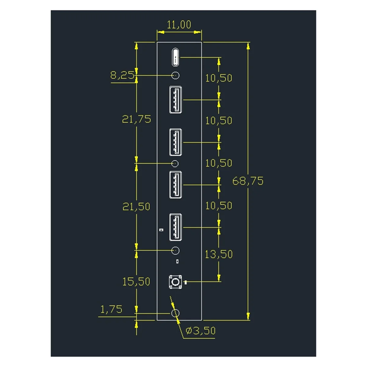 ATP-USB 3.0 Panel frontal Hub IO Panel 2 puertos USB3.0 + 2 puertos USB2.0 + 1 puerto TIPO C 20G + interruptor LED para PC Case Desktop Negro