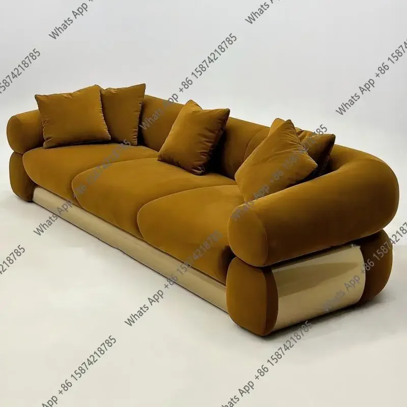 

N64 Italian minimalist living room high-end villa large flat floor curved sofa high-end matte cloth furniture light luxury styl