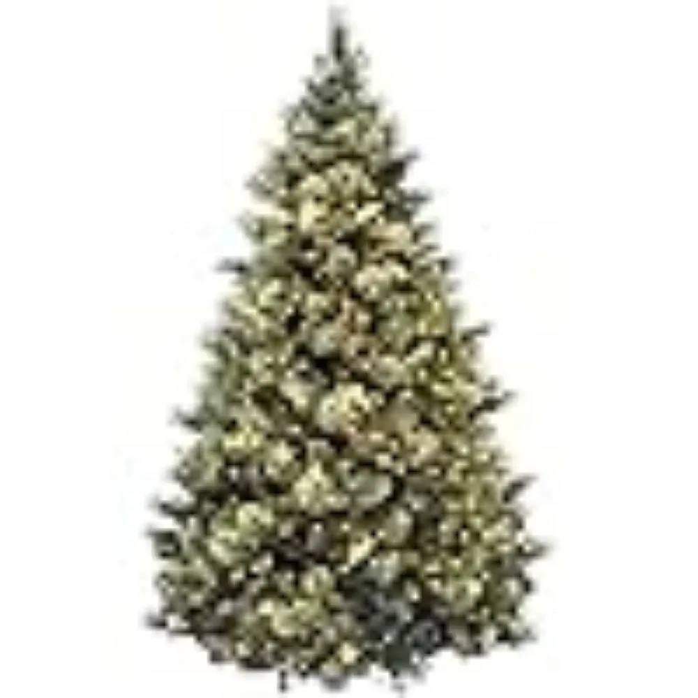 7.5 Foot Artificial Holiday Christmas Tree w/750 Clear Lights, Pinecones, 1399 Branch Tips and Metal Stand, Christmas Trees