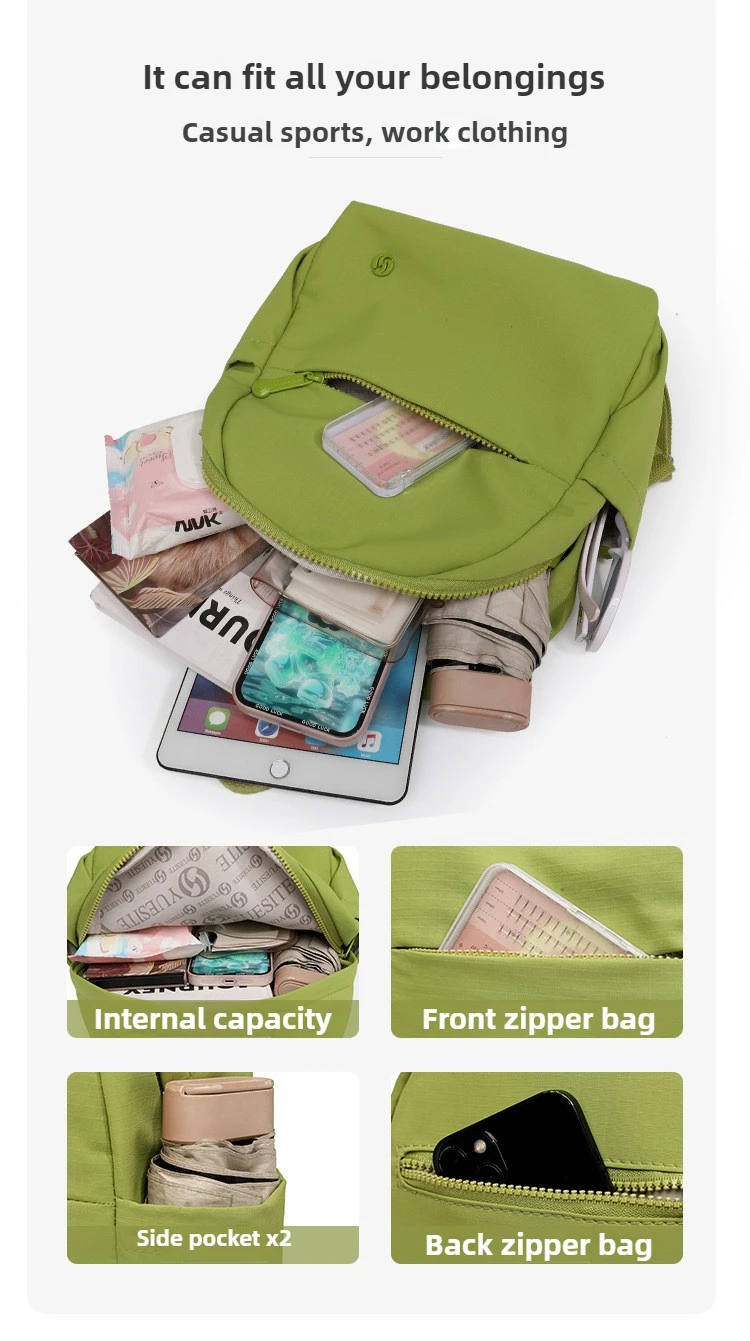 Stilvoller, minimalistischer Rucksack für Damen, leichte Reisetasche mit Telefonschlüsselaufbewahrung, kleiner, schicker Rucksack – Detail 15