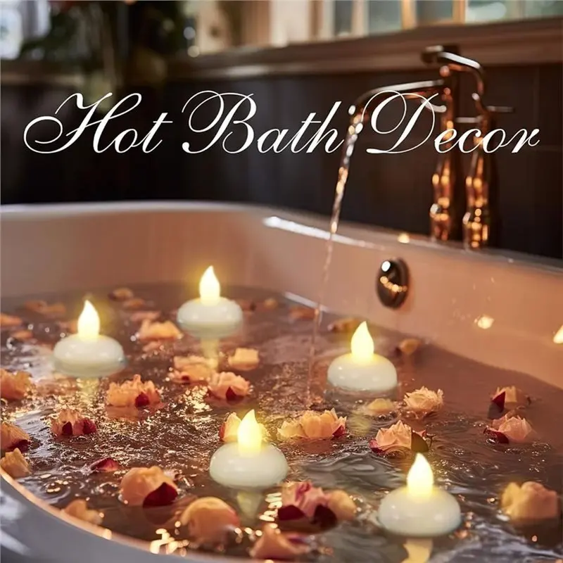 AT21-Floating Candles 200 Hours 12-Pack Flameless Warm White Led Flickering Tealight Candles In Bulk, Decor For Weddings
