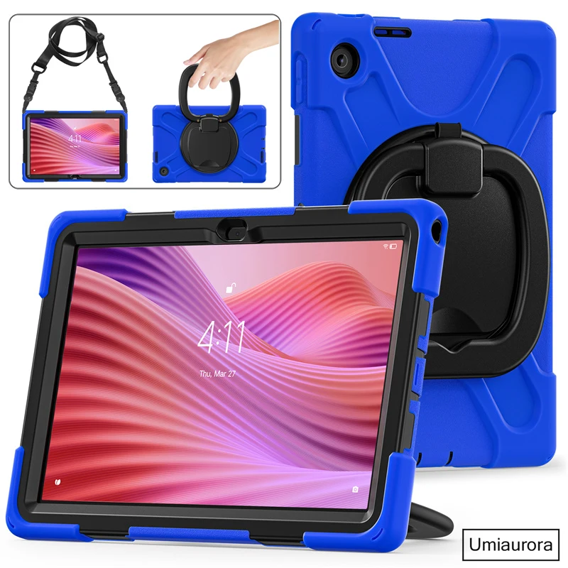 

For Lenovo Tab 10.1 inch 2025 TB311FU TB311XU TB311XC Heavy Duty Rugged Tablet Case Pull Ring Stand Strap Shockproof Cover Funda