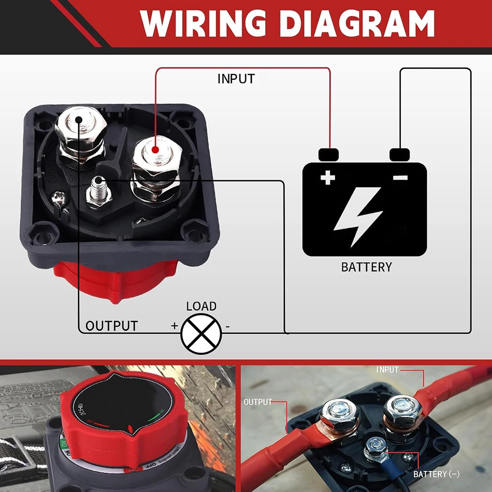 Battery Disconnect Switch with Voltmeter, DC 5-60V Master Isolator CutShut Off for Marine Boat Car Truck Camper RV (OnOff)