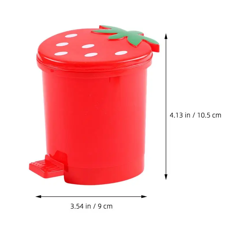 Adorable Strawberry Trash Bin Mini Home Desktop Cute Wastebasket Bucket Strawberry Heart Shaped cabinet Office Desktop Trash Can