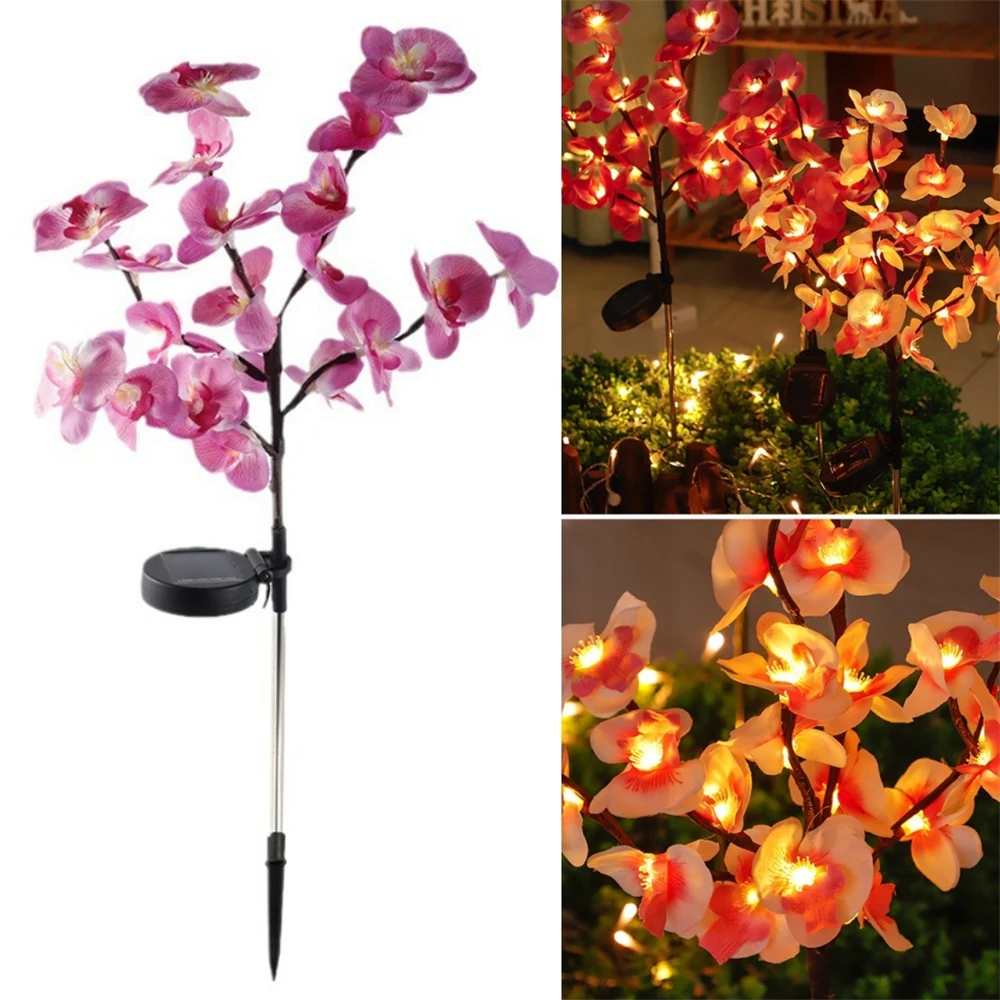 

Butterfly Orchid Solar Lights Outdoor Garden Light LED Orchid Flower Lights Waterproof Decorative Yard Lamp with Stake