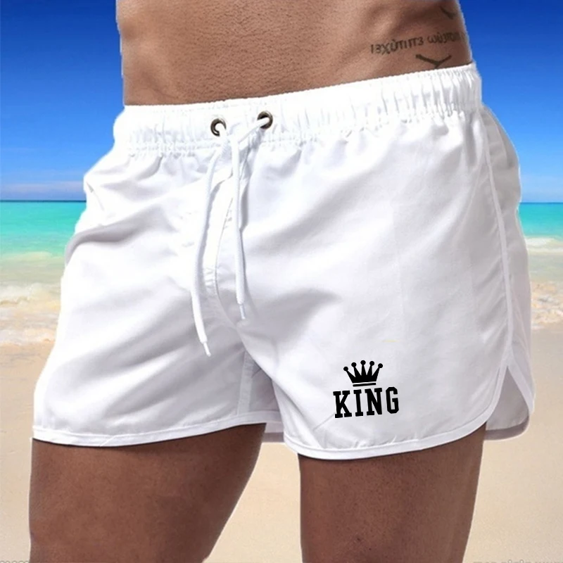 Men\'s Beach Shorts Surfing Swimwear Quick Dry Beachwear 2024 Breathable Swimming Trunks Pockets Summer Male Sports Clothing