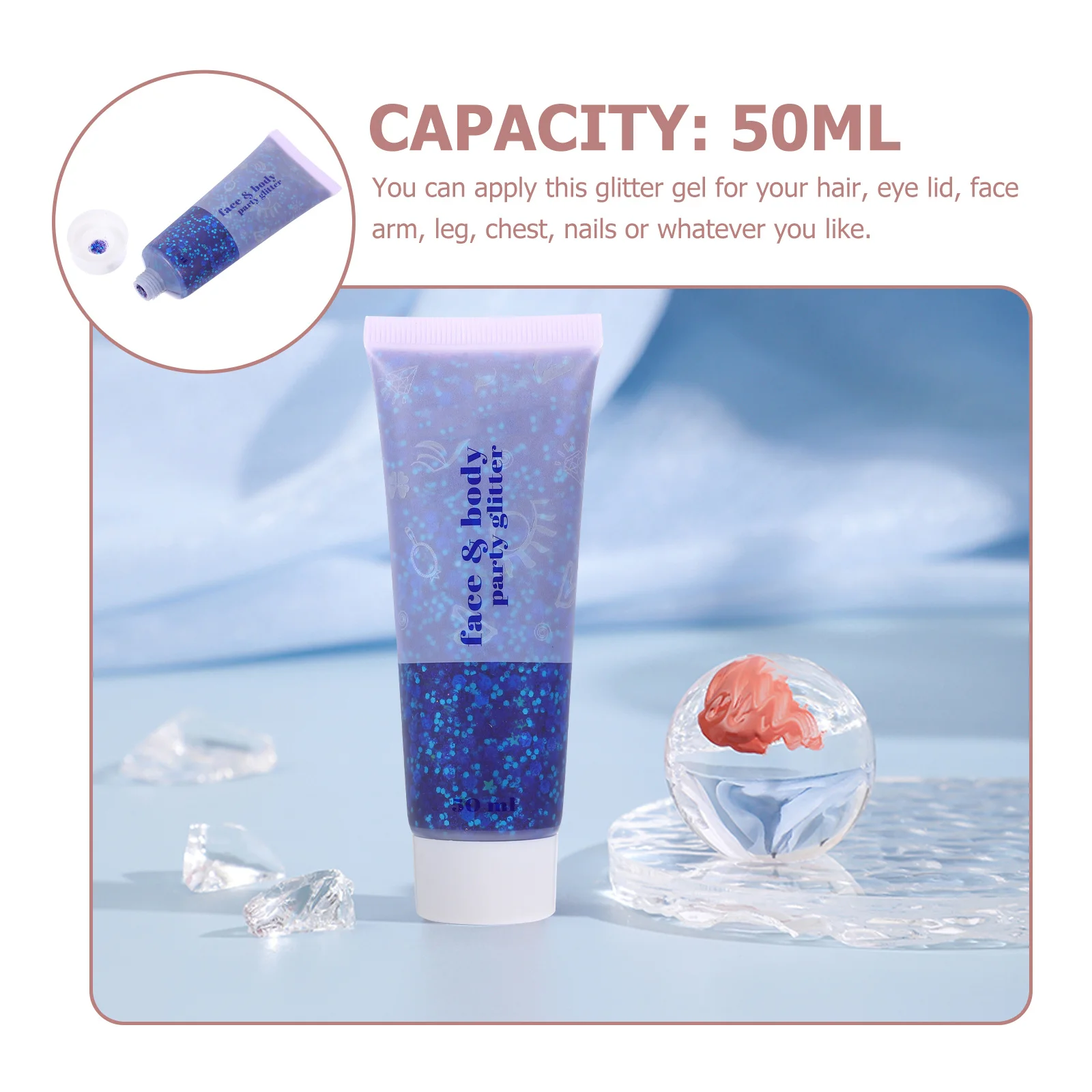 جل لامع للجسم 50 مل لشعر الوجه ومهرجان الأظافر ومكياج سائل لامع للنساء متوهج للحفلات والنوادي الليلية