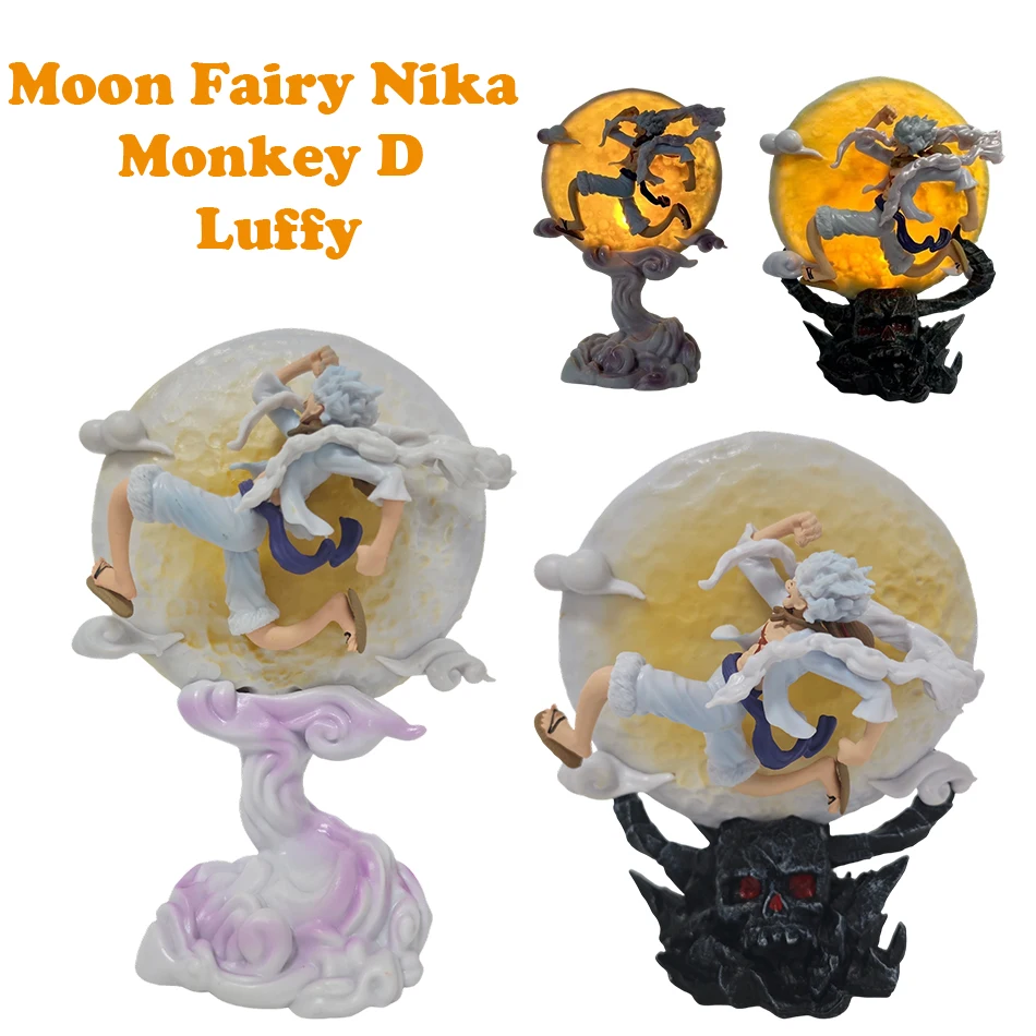 Figura de Anime de One Piece, Monkey D Luffy Gear 5 con Luz Lunar, Modelo Hada Lunar Nika, Figura de Acción, Estatua, Modelo Coleccionable, Juguetes