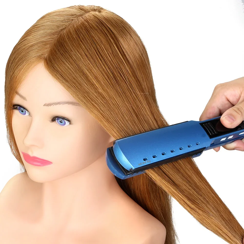 Tête de Mannequin 24 pouces 80% cheveux réels avec épaules, poupées factices, coiffeur, entraînement au tressage, Kit de coiffure pour boucler la tête