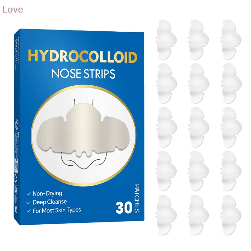 30Pcs Nose Patches Hydrocolloid Patches Blackhead Removal Deep Cleansing Pore Strips For Face Nose And Pores