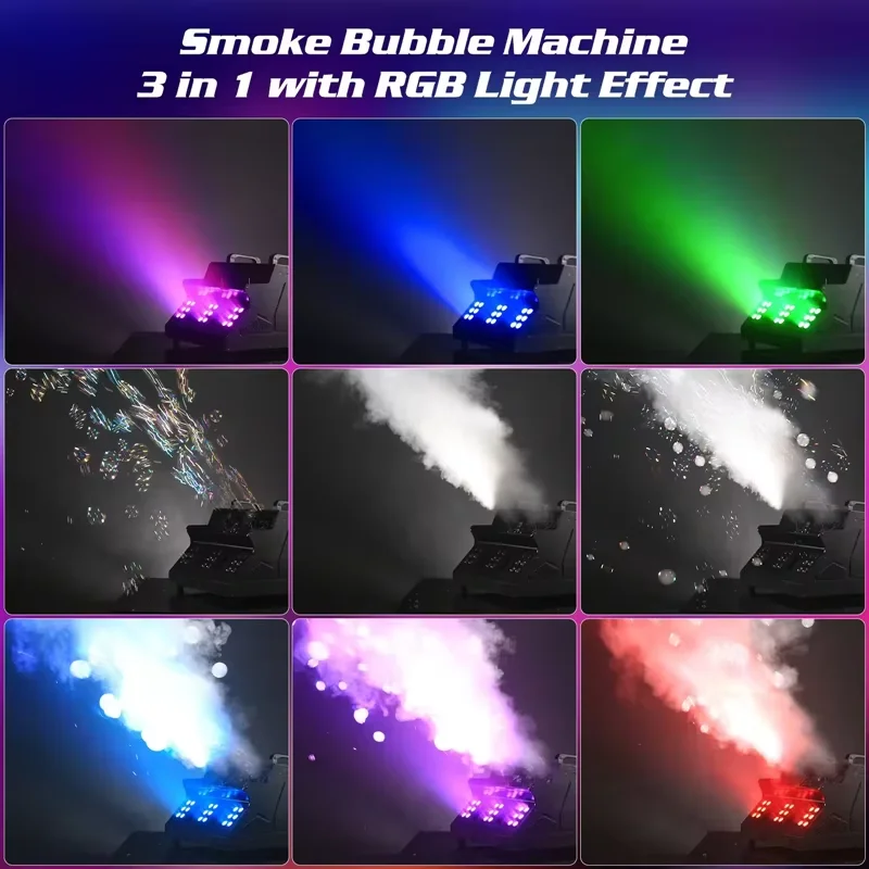 1500W Fog Bubble Machine Remote Control 18*3W RGB DJ Equipment DMX Smoke Machine Bubble Fogger Stage Effect For Wedding Club