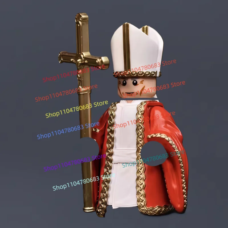 MOC 빌딩 블록 빈티지 교황 수녀 미니 피규어 조립 모델 장식 애니메이션 만화 장난감 장식용 휴일 선물 수집품