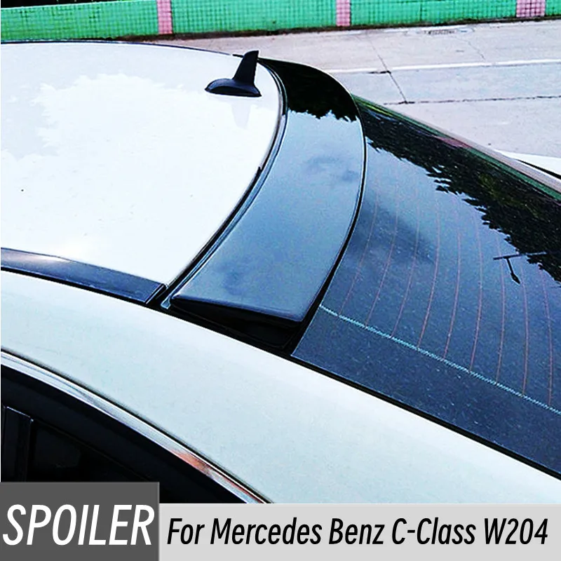 For 2008-2014 Mercedes Benz C-Class W204 C180 C250 C300 C63 AMG Rear Window Roof Spoiler Wings Sedan Black Carbon Accessories