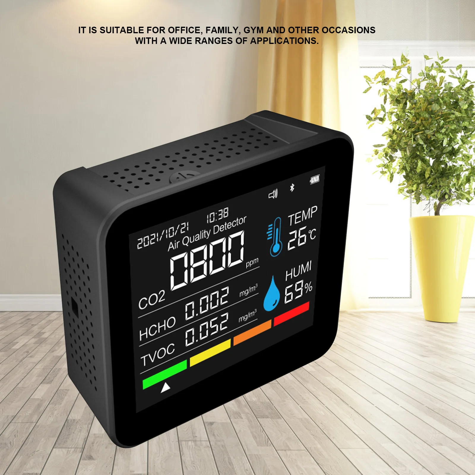 

9 in 1 Air Quality Monitor CO2 Meter Carbon Dioxide Detector Time/Date TVOC HCHO PM2.5 PM1.0 PM10 Temperature Humidity Tester
