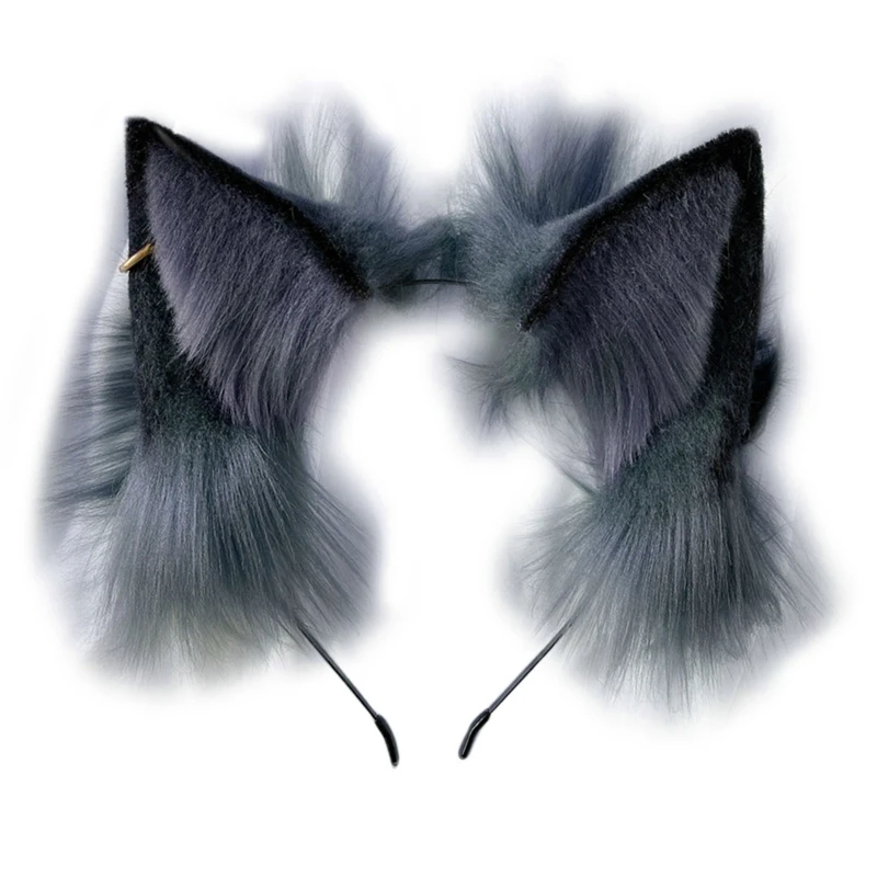 Handmade Wolf Ears Hairband Furry Animal Ears Headwear Halloween Hair Props