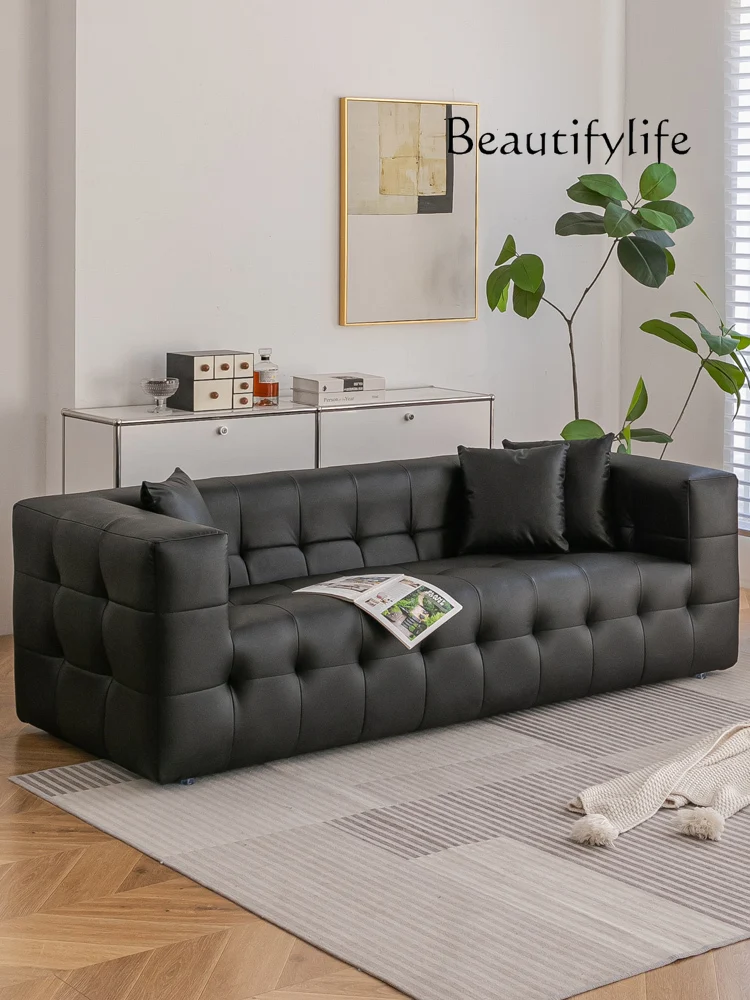 

Italian minimalist sofa marshmallow black sofa living room modern minimalist clothing store leather art sofa retro style