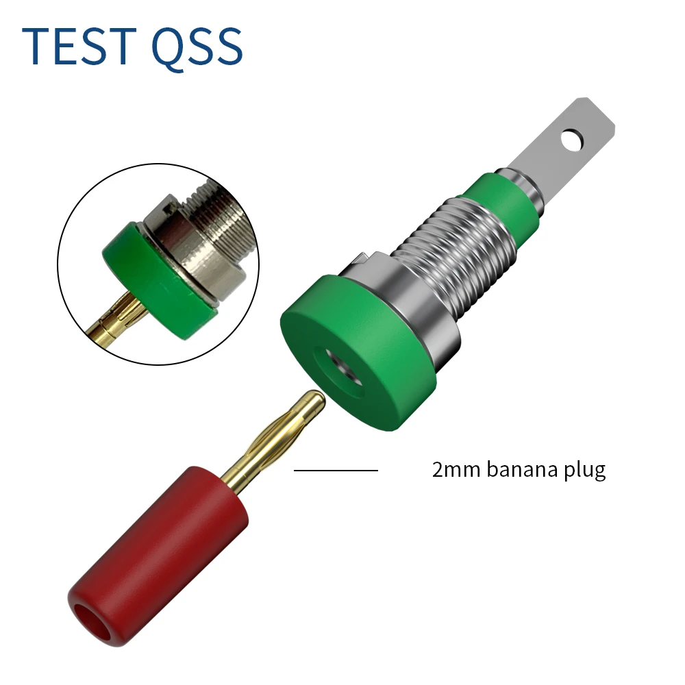 QSS 10PCS 2MM Banana Socket Binding Post Nut Banana Plug Jack Electrical Connector Terminal Test Hole DIY Parts Q.40004