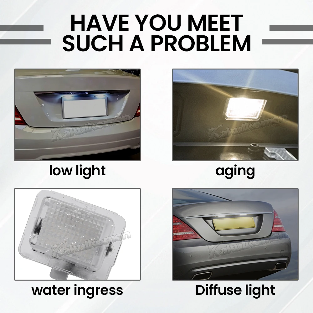 2 Stück Fehlerfreie LED-Kennzeichenbeleuchtung für Mercedes Benz W204 W212 C207 C216 W221 2007-2011 T10 Kennzeichenleuchten – Detail 9
