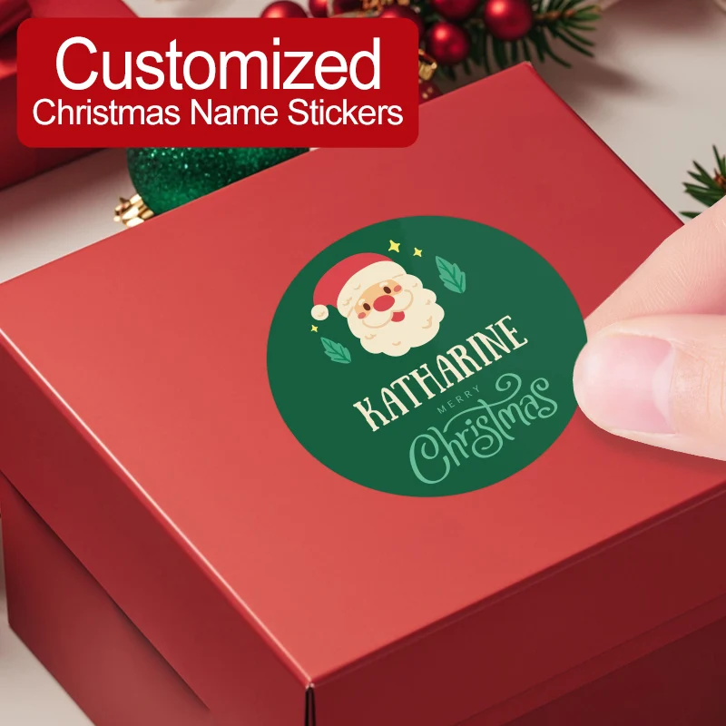 

Custom Merry Christmas Stickers-Personalized Waterproof Sticker Label for Notebooks,Kids' Lunch Boxes,School bag,Gift Wrapping