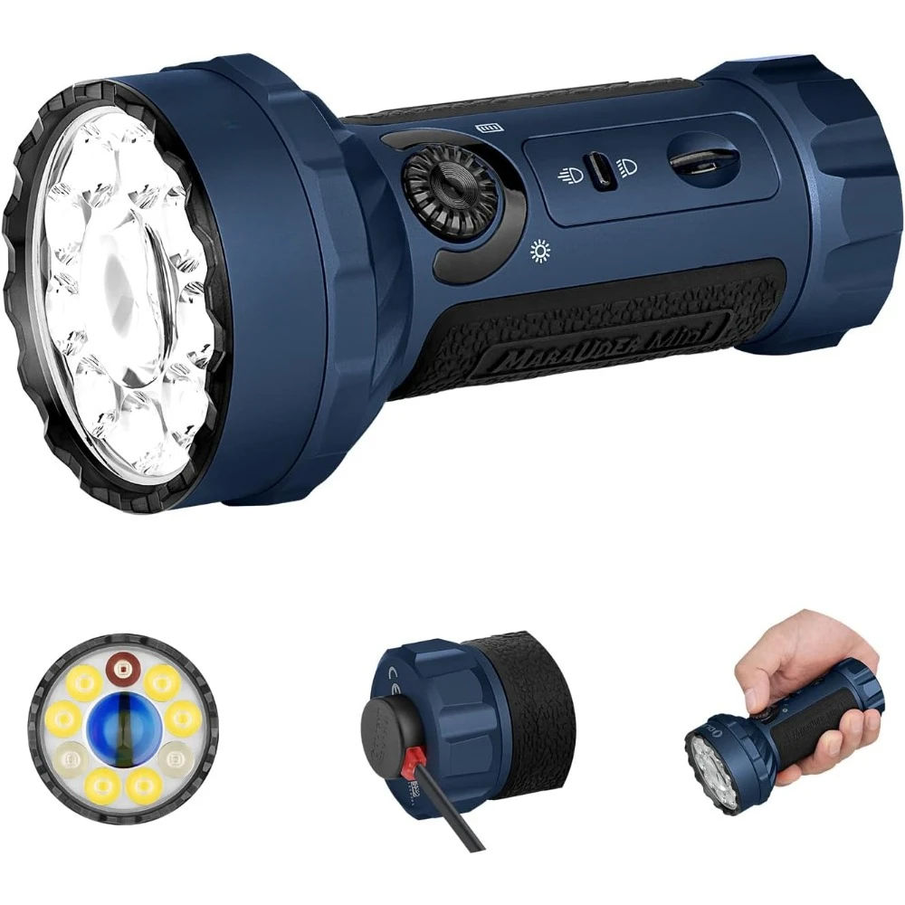 Mini 7,000 Lumens Bright Flashlight with 600 Meters Beam Distance, Powerful RGB Flashights, Magnetic Rechargeable Lights