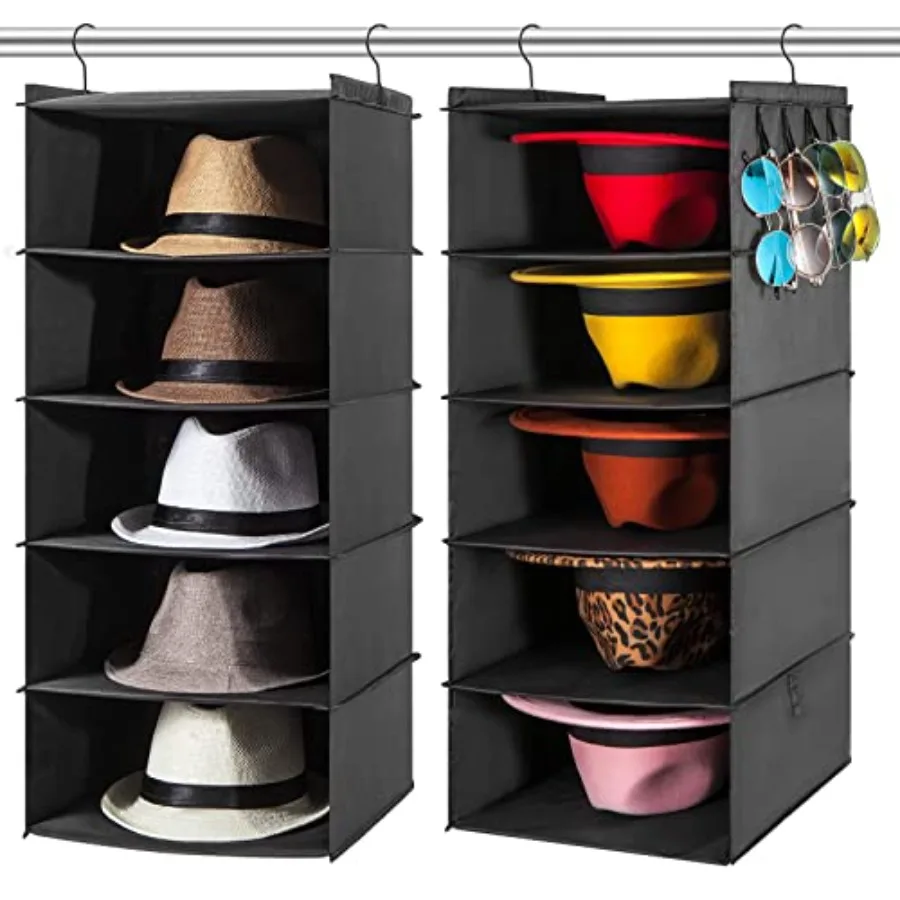 

Hat Rack for Closet Hanging Organizer Fedora 2 Pack 10 Shelves Organization Cap Storage Cowboy Wide Brim Sunhat XL Holder Easy