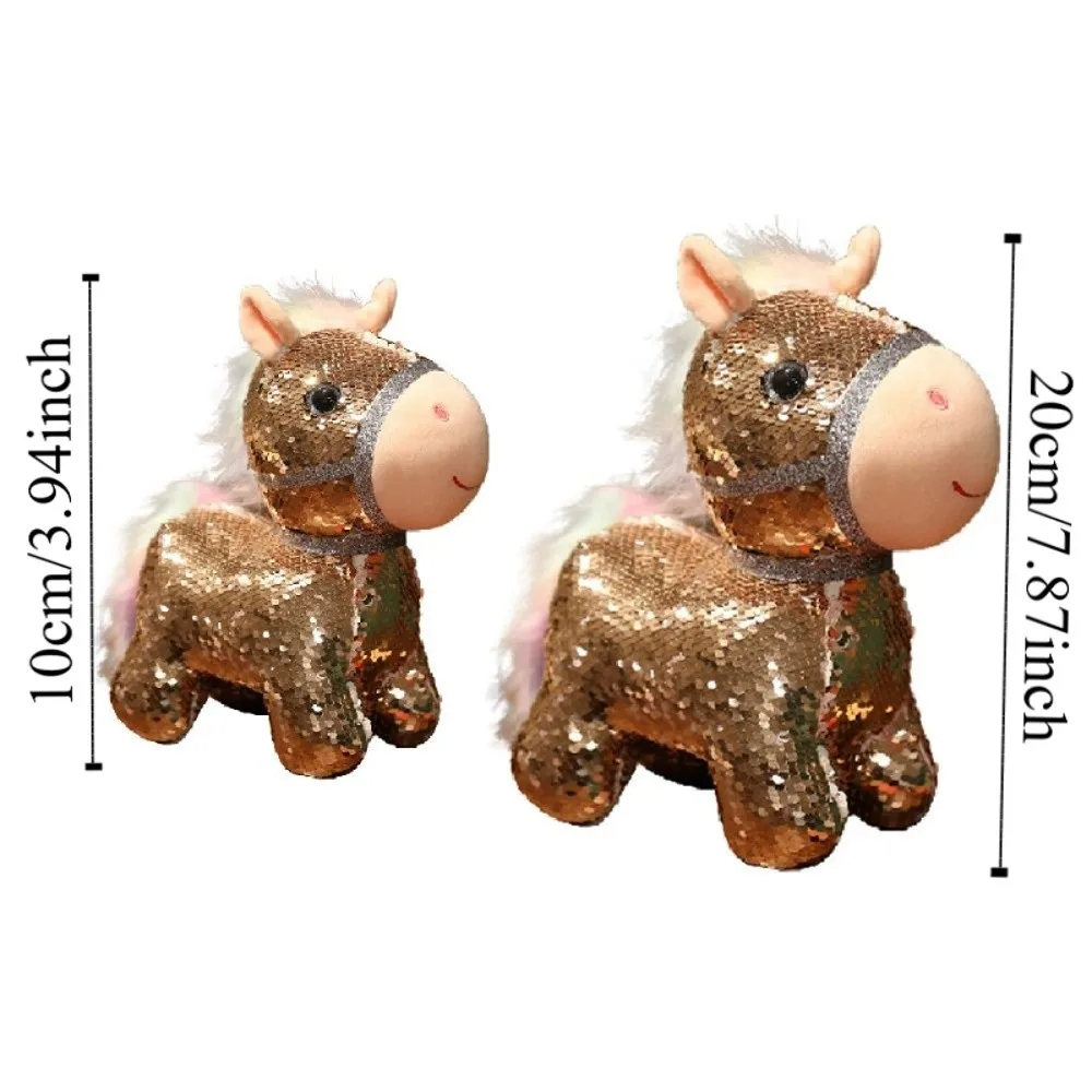 Colorato Paillettes Cavallo Peluche Bambola 10/20 cm Bambole Della Mascotte Peluche Pendenti Lampeggiante Soffice Cartone Animato Steed Doll Anno del Cavallo