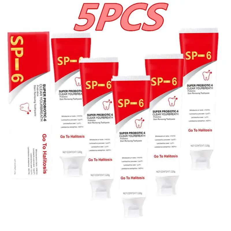 5PCS SP 6 Probiotic Brightening Toothpaste Oral Care Of Refreshing Breath With Toothpaste And Probiotics Teeth Whitening 120g