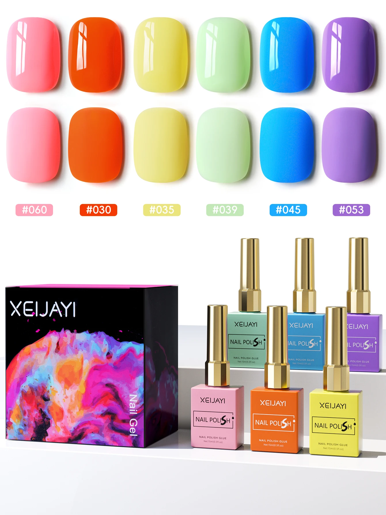 XEIJAYI 6 uds 15ml juego de Esmalte de uñas de Gel Kits de Esmalte de Gel UV semipermanente todo para Kit de manicura Soak Off UV LED Vernis