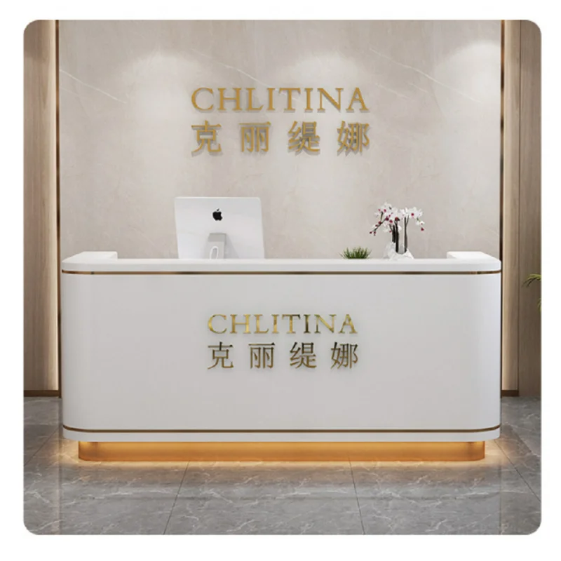 custom.Modern Design Customized Office Counter Wood Table Front Desk Commercial Salon Reception Desk Table Company