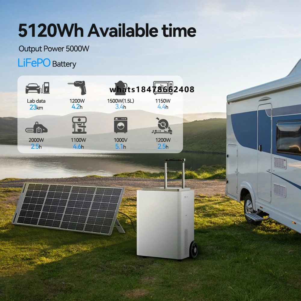 5000W 5120Wh waterproof portable power station fast charging backup LiFePO4 solar generator grid solar system