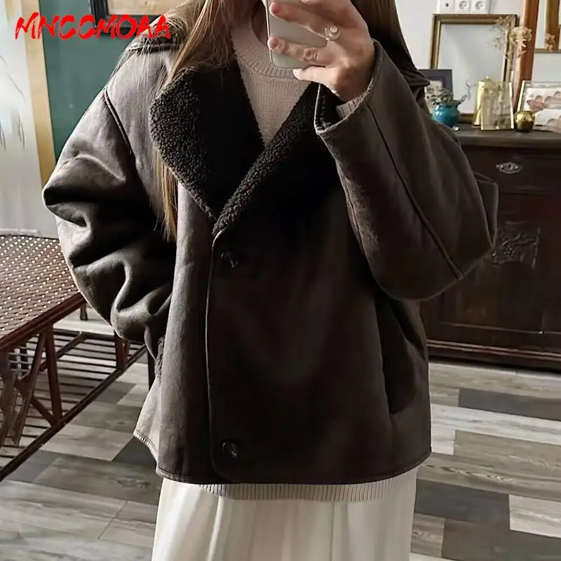 MNCCMOAA-Veste Vintage à Manches sulfpour Femme, Manteau Chaud, Décontracté, avec Poches Solides, Collection Hiver 2023