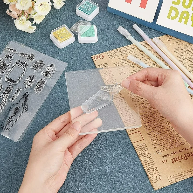 1 Sheet Plant Wishing Bottle Clear Stamps Silicone Stamp Cards for Card Making Decoration and DIY Scrapbooking