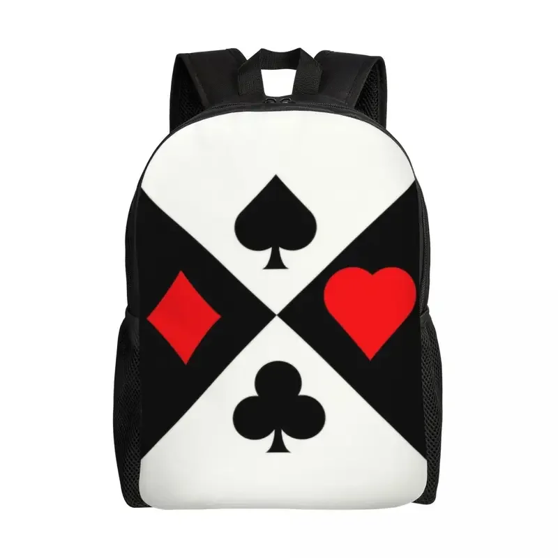 Poker Four Suits Backpacks for Men Women Waterproof School College Card Game Players Bag Printing Bookbags