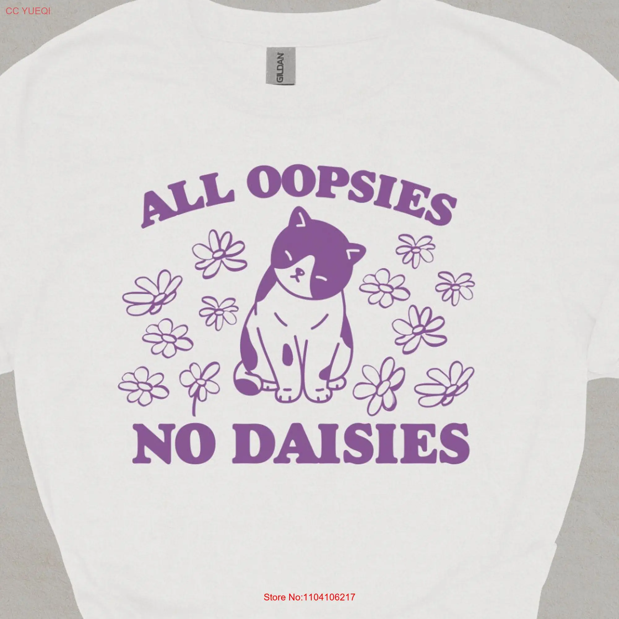 All Oopsies No Daisies T Shirt Vintage Kitten Adult Funny Y2k Style Clothing long or short sleeves