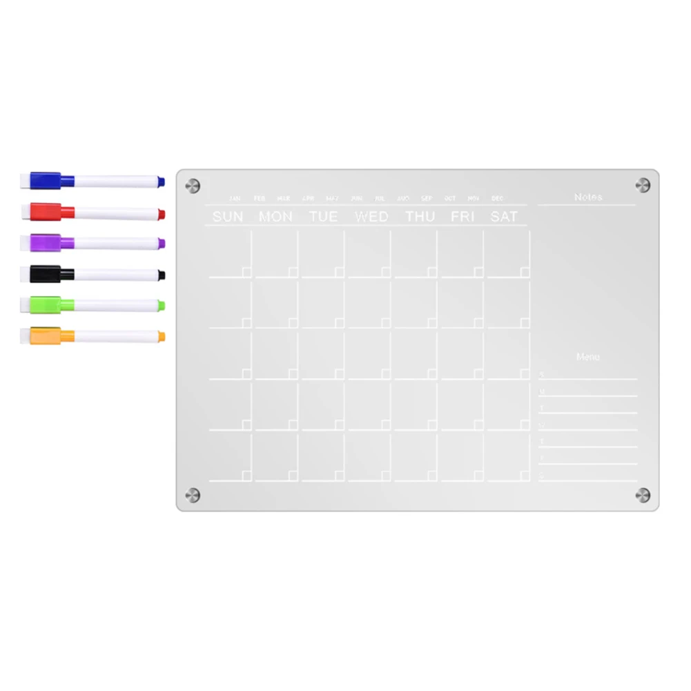 Magnetic Acrylic Calendar With 6 Markers Planning Boards Monthly Weekly Planner For Fridge Refrigerator