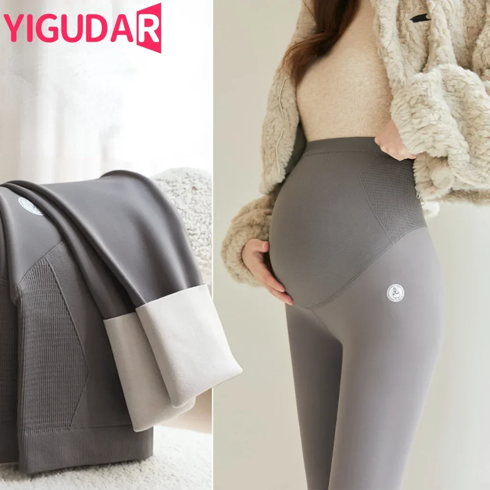 Winter Thicken Warm Maternity Legging Thermal High Waist Belly Pants Clothes for Pregnant Women Pregnancy photoshoot leggings