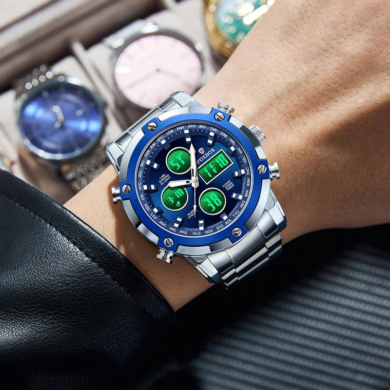 LIGE 2026 Neue Digitale Herrenuhr FOXBOX Mode Dual-Display Quarz-Armbanduhren Sport Wasserdichte Luxusuhren Herren Geschenk Reloj