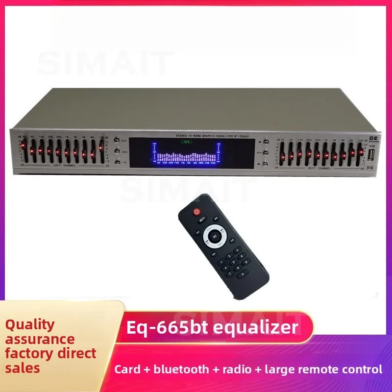 EQ-898BT HIFI Digital Stereo Preamplifier, Built-in USB Bluetooth Equalizer, Dual 10-Segment, 220V