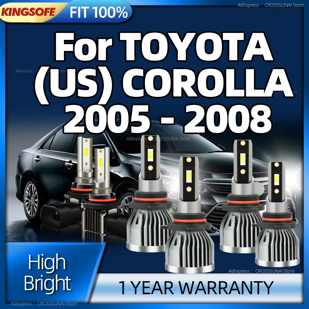 

2/6Pcs Led Headlight 180W Canbus HB3 HB4 CSP 3570 Car Bulbs 6000K 12V Fog Lamp For TOYOTA (US) COROLLA 2005 2006 2007 2008