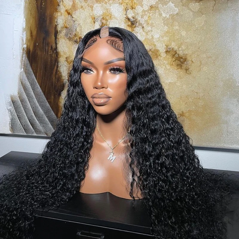 Long 30inch Jerry Curly V Part Wig Human Hair Upgrade U Part Wig EasiContour Minimal Leave-Out Super Natural 100% Human Hair Wig